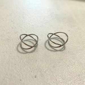 2pc Women’s Silver Double Rings Size 8
